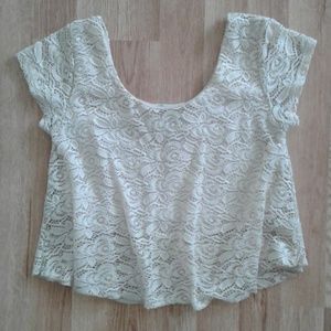 Diva Apparel Lace Fairy Short Sleeve Crop Top